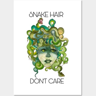 Snake Hair, Don’t Care, Watercolor Medusa Posters and Art